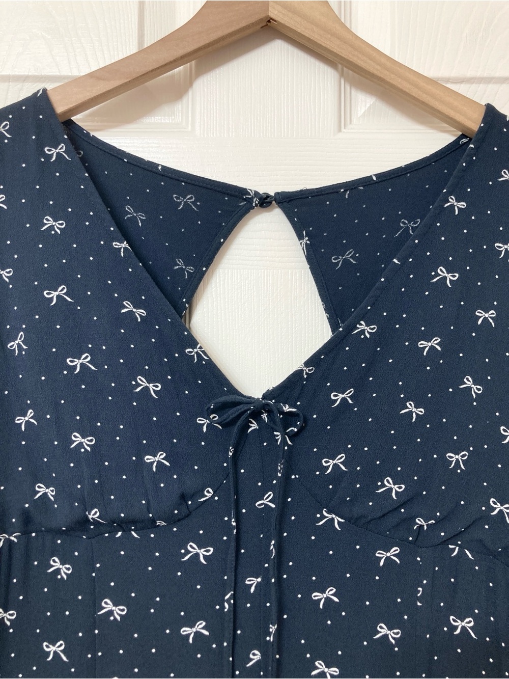 American Eagle Black Bow Print V Neck Mini Romper Medium Boho Milkmaid Retro